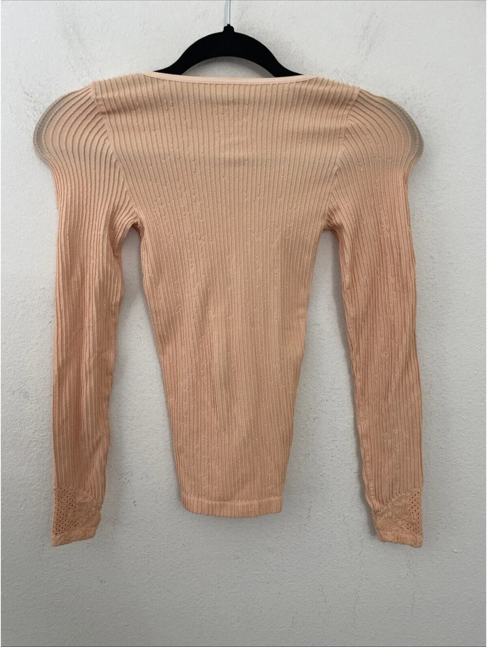 Free People Intimately   Dynamic Duo Long Sleeve peach top  size XS/S New